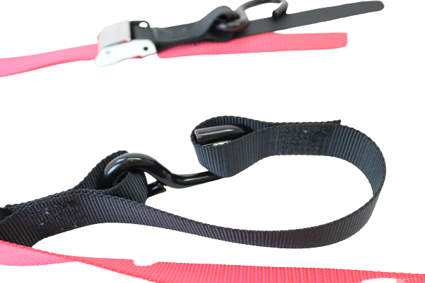 Two Pack 1.5" x 6' Red Motorcycle Tie Down Cam Buckle Straps 500lbs WLL