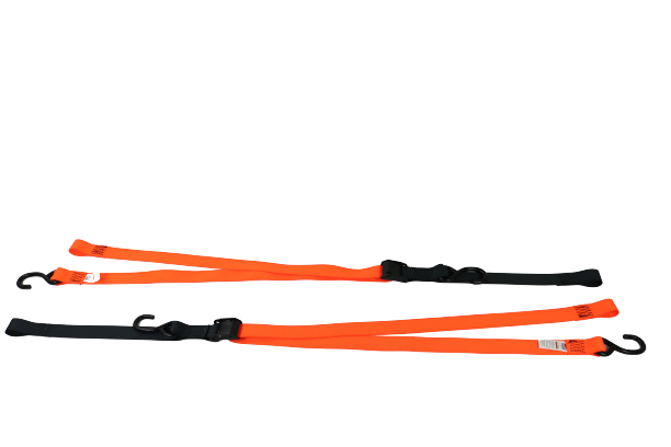 Two Pack 1.5" x 6' Orange Motorcycle Tie Down Cam Buckle Straps 500lbs WLL