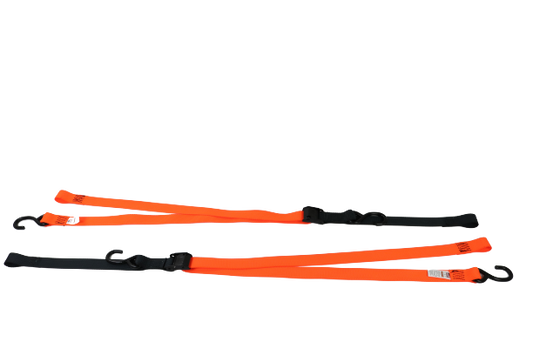 Two Pack 1.5" x 6' Orange Motorcycle Tie Down Cam Buckle Straps 500lbs WLL
