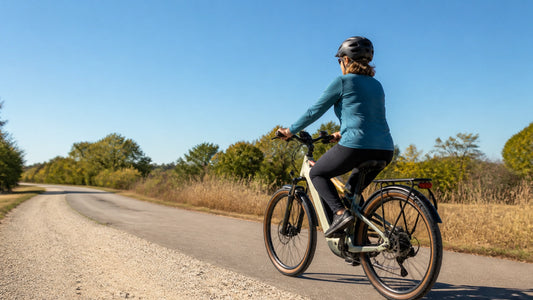 Rider enjoying a versatile electric bike on a North Texas trail during the fall riding season