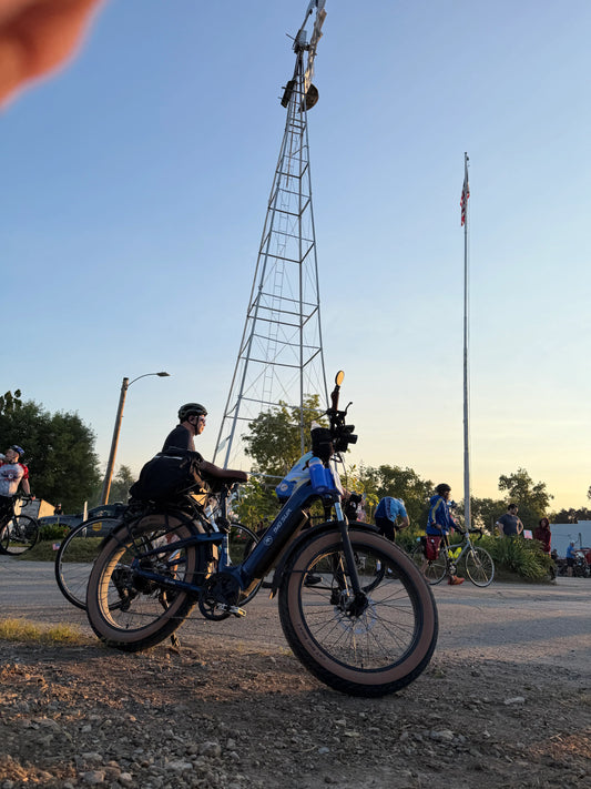 Electric bicycle parked during a scenic outdoor adventure