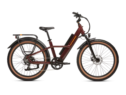 Step-through electric bike with rear rack and fenders ready for a North Texas commute