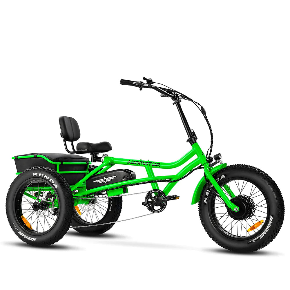 Addmotor Adult Semi Recumbent Electric Trike Best Affordable Electric Tricycle with 750W Rear Motor Green