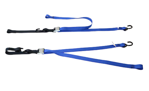 Two Pack 1.5" x 6' Blue Motorcycle Tie Down Cam Buckle Straps 500lbs WLL